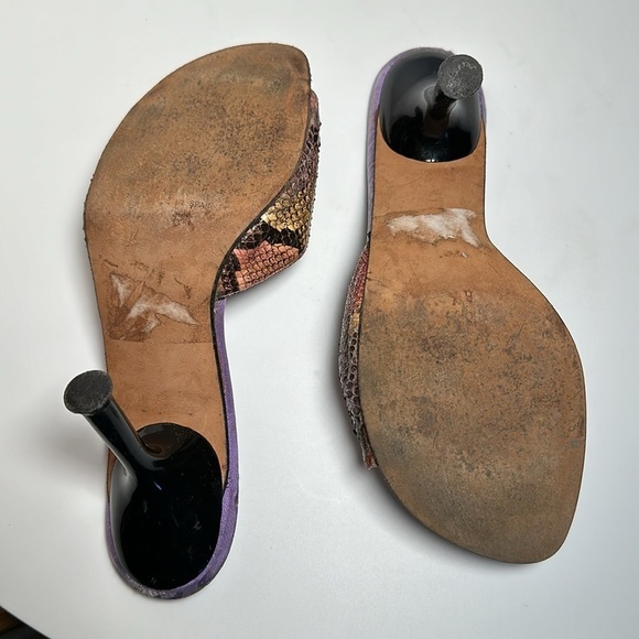 BEVERLY FELDMAN 90s Y2K Spain genuine snake skin leather spiked sandal heels - Picture 13 of 16